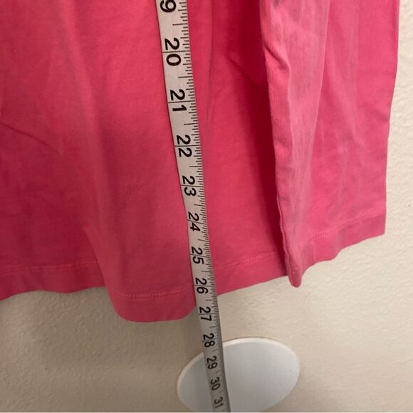 Lands End crew neck fitted cotton rayon long sleeve top shirt barbie pink XL - Picture 4 of 7